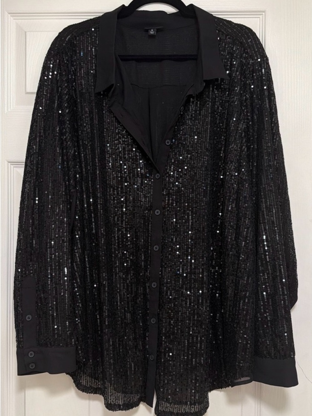 torrid Black Sequin Button-Down Shirt